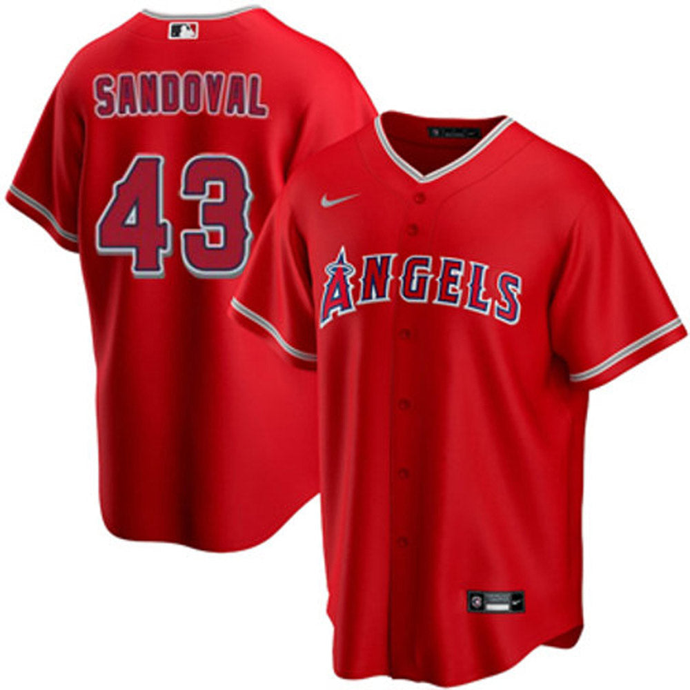 Men's Los Angeles Angels Patrick Sandoval Cool Base Replica Alternate Jersey - Red